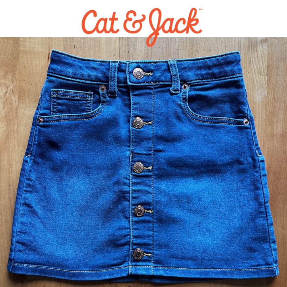 Cat & Jack baby girl denim Jean skirt  Bottoms Blue Casual Cute Button Front